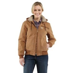 * Like New* Women's Carhartt Weathered Wildwood Jacket Tan Hooded Sherpa - Small